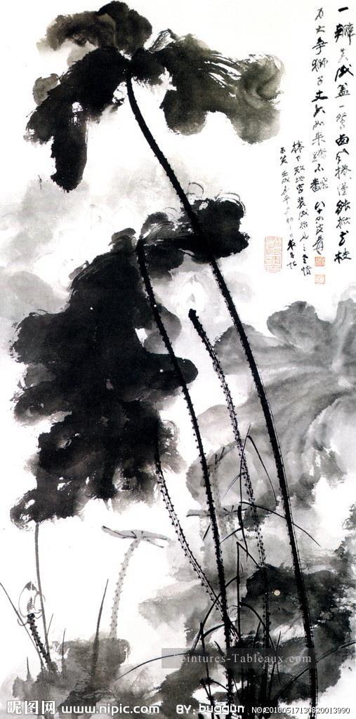Chang dai chien lotus 11 old China ink Peintures à l'huile
